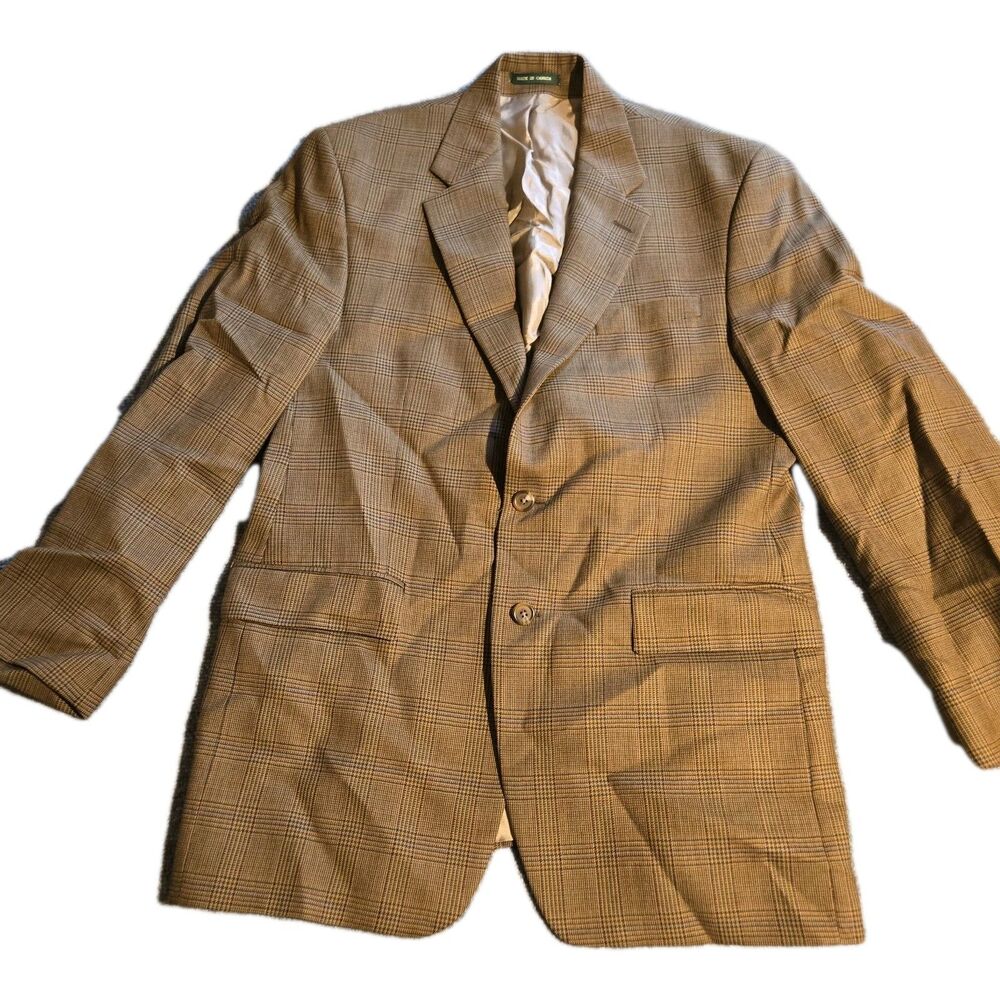 Lauren Ralph Lauren Wool Blazer Jacket Men's 42L Brown 2 button Made Canada